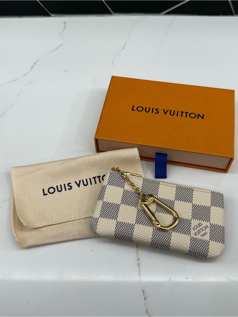Louis Vuitton Damier Azur Key Pouch with Gold Hardware great condition